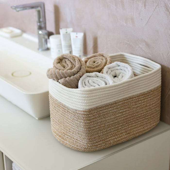 HMF Aufbewahrungskorb mit versteckten Griffen aus Baumwolle im 3er Set