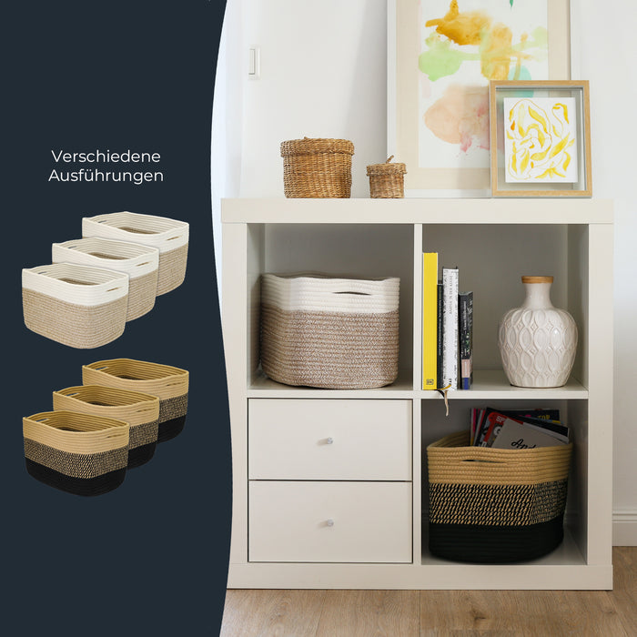 HMF Aufbewahrungskorb mit versteckten Griffen aus Baumwolle im 3er Set