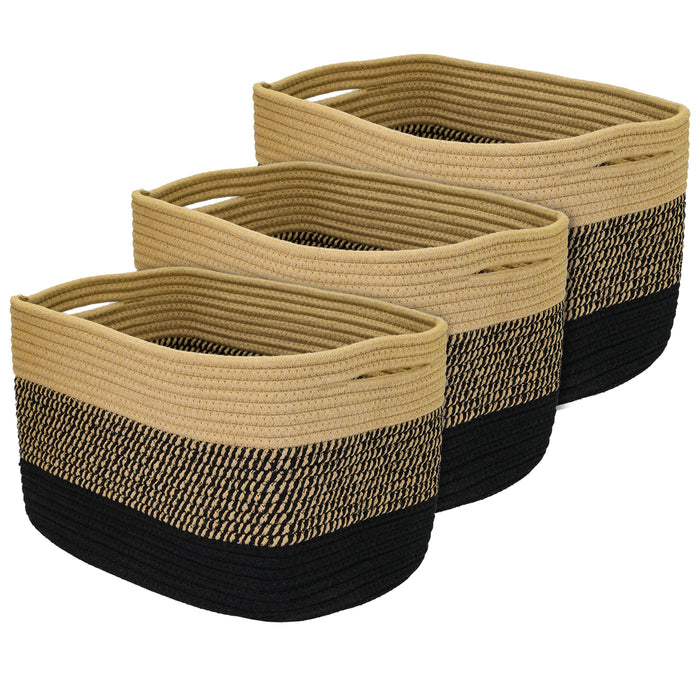 HMF Aufbewahrungskorb mit versteckten Griffen aus Baumwolle im 3er Set