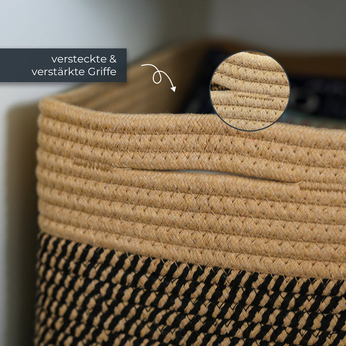 HMF Aufbewahrungskorb mit versteckten Griffen aus Baumwolle im 3er Set