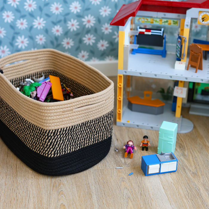 HMF Aufbewahrungskorb mit versteckten Griffen aus Baumwolle im 3er Set