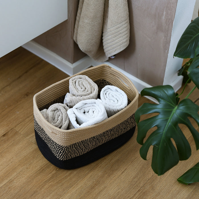 HMF Aufbewahrungskorb mit versteckten Griffen aus Baumwolle im 3er Set