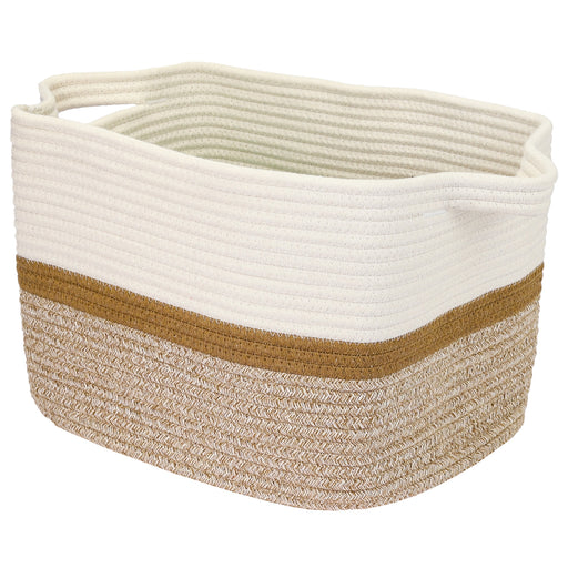 Aufbewahrungskorb mit verlängerten Griffen, HMF 39011-36CM-80, 36 x 30 x 25 cm, Weiß-Braun