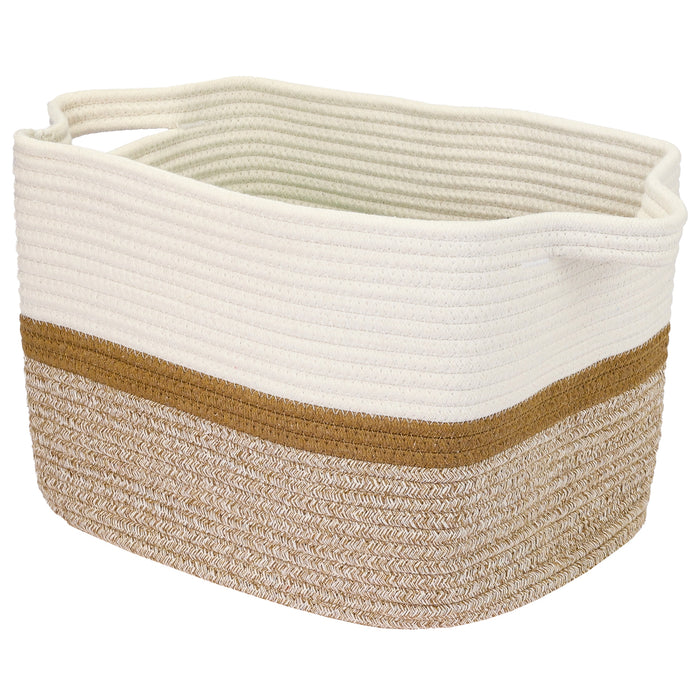 Aufbewahrungskorb mit verlängerten Griffen, HMF 39011-36CM-80, 36 x 30 x 25 cm, Weiß-Braun