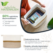 Aufbewahrungskorb mit verlängerten Griffen, HMF 39011-36CM-80, 36 x 30 x 25 cm, Weiß-Braun