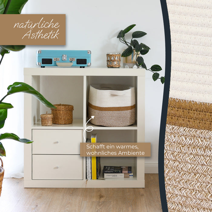 Aufbewahrungskorb mit verlängerten Griffen, HMF 39011-36CM-80, 36 x 30 x 25 cm, Weiß-Braun