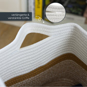 Aufbewahrungskorb mit verlängerten Griffen, HMF 39011-36CM-80, 36 x 30 x 25 cm, Weiß-Braun