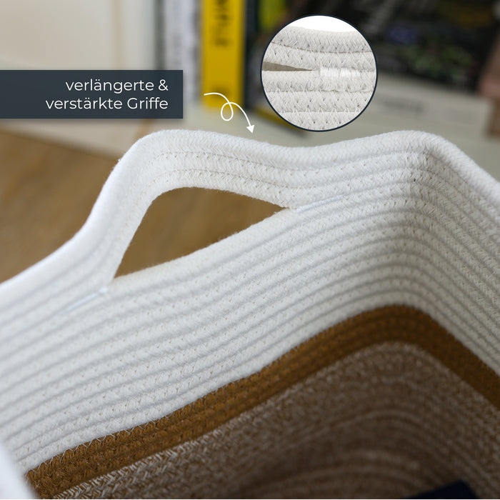Aufbewahrungskorb mit verlängerten Griffen, HMF 39011-36CM-80, 36 x 30 x 25 cm, Weiß-Braun