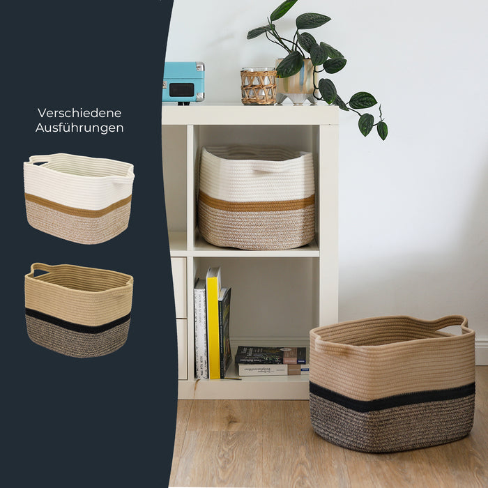 Aufbewahrungskorb mit verlängerten Griffen, HMF 39011-36CM-80, 36 x 30 x 25 cm, Weiß-Braun