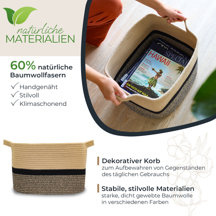 Aufbewahrungskorb mit verlängerten Griffen, HMF 39011-36CM-81, 36 x 30 x 25 cm, Schwarz-Honig