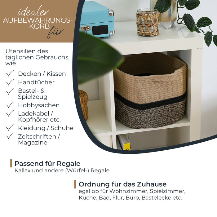 Aufbewahrungskorb mit verlängerten Griffen, HMF 39011-36CM-81, 36 x 30 x 25 cm, Schwarz-Honig