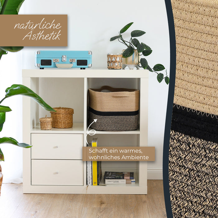 Aufbewahrungskorb mit verlängerten Griffen, HMF 39011-36CM-81, 36 x 30 x 25 cm, Schwarz-Honig