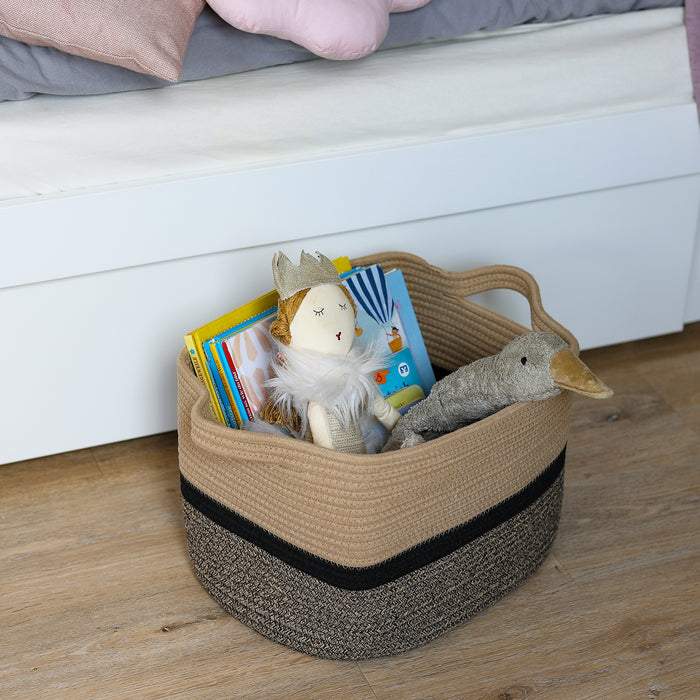 Aufbewahrungskorb mit verlängerten Griffen, HMF 39011-36CM-81, 36 x 30 x 25 cm, Schwarz-Honig