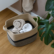 Aufbewahrungskorb mit verlängerten Griffen, HMF 39011-36CM-81, 36 x 30 x 25 cm, Schwarz-Honig