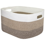 XXL Wäschekorb aus Baumwolle mit Griffen 55 x 43 x 30 cm in Weiß-Braun