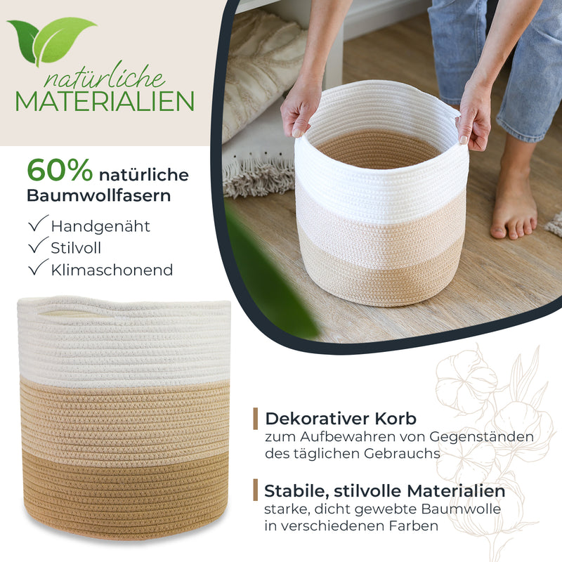 Aufbewahrungskorb mit versteckten Griffen, runder Korb passend für Kallax 31 x 31 cm in Schwarz-Honig —