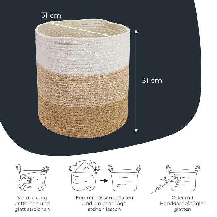 Stoffkorb mit versteckten Griffen aus Baumwolle 31 x 31 cm passend für Kallax