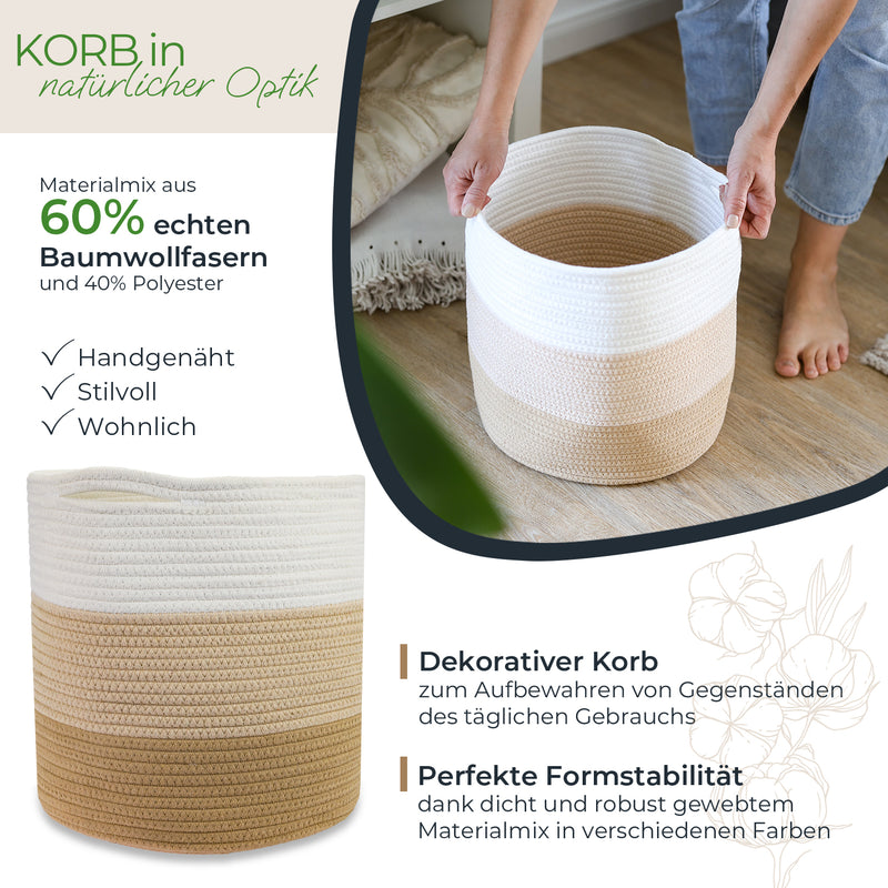 Stoffkorb mit versteckten Griffen aus Baumwolle 31 x 31 cm passend für Kallax