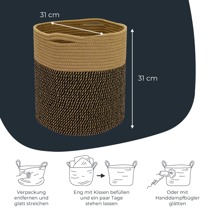 Stoffkorb mit versteckten Griffen aus Baumwolle 31 x 31 cm passend für Kallax