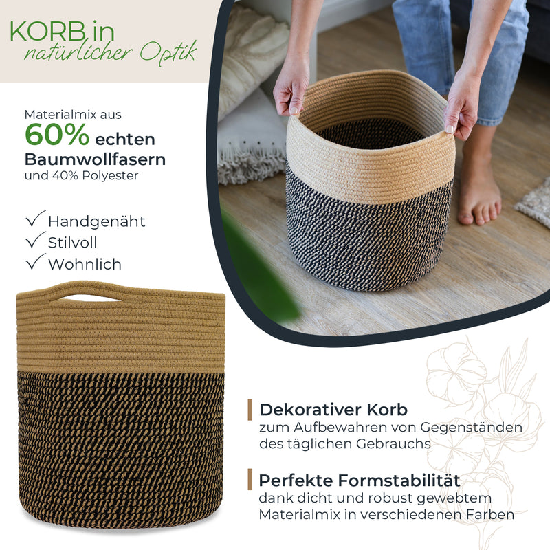 Stoffkorb mit versteckten Griffen aus Baumwolle 31 x 31 cm passend für Kallax