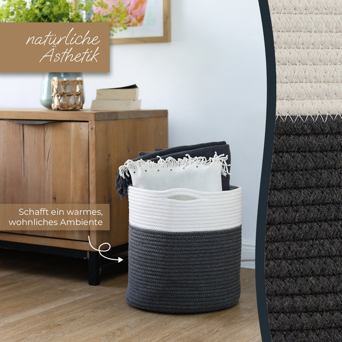 Stoffkorb mit versteckten Griffen aus Baumwolle passend für Kallax, 31 x 31 cm weiß-grau