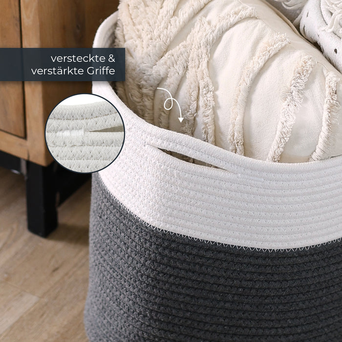 Stoffkorb mit versteckten Griffen aus Baumwolle passend für Kallax, 31 x 31 cm weiß-grau