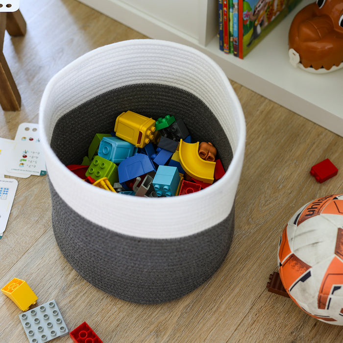 Stoffkorb mit versteckten Griffen aus Baumwolle passend für Kallax, 31 x 31 cm weiß-grau