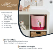 Aufbewahrungskorb aus Baumwolle, Einhorn, HMF 39020-30CM-EIN, 30,5 x 30,5 cm
