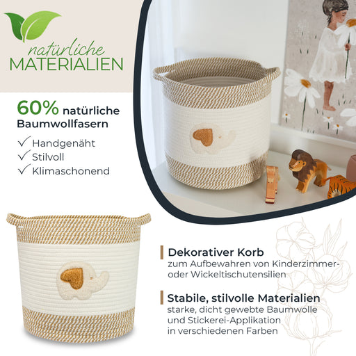 Aufbewahrungskorb aus Baumwolle, Elefant, HMF 39020-30CM-ELE, 30,5 x 30,5 cm