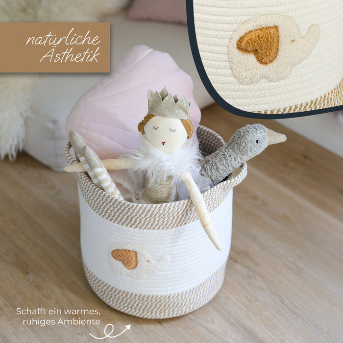 Aufbewahrungskorb aus Baumwolle, Elefant, HMF 39020-30CM-ELE, 30,5 x 30,5 cm