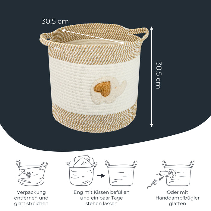 Aufbewahrungskorb aus Baumwolle, Elefant, HMF 39020-30CM-ELE, 30,5 x 30,5 cm