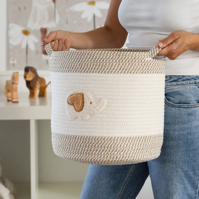 Aufbewahrungskorb aus Baumwolle, Elefant, HMF 39020-30CM-ELE, 30,5 x 30,5 cm