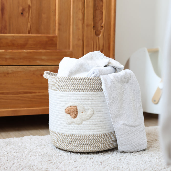 Aufbewahrungskorb aus Baumwolle, Elefant, HMF 39020-30CM-ELE, 30,5 x 30,5 cm