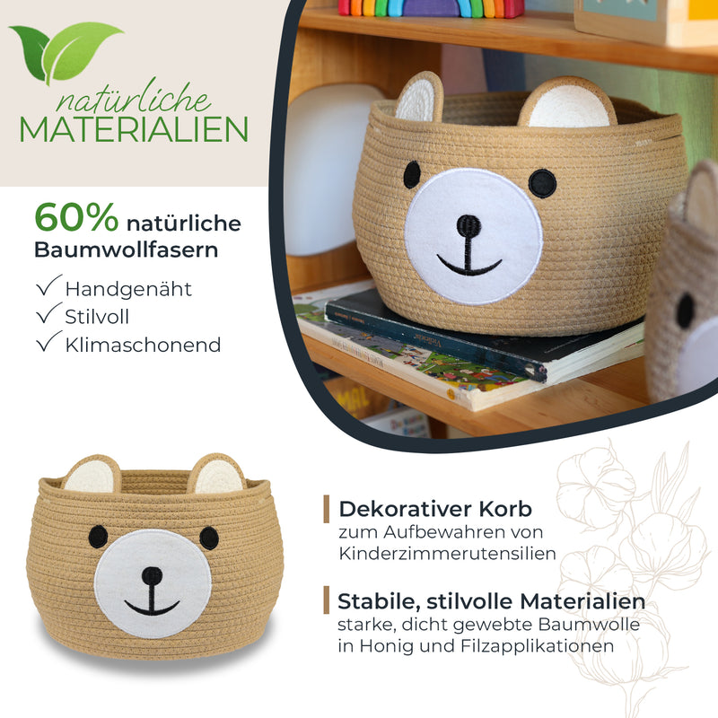 Aufbewahrungskorb mit versteckten Griffen für Kinderzimmer aus Baumwolle
