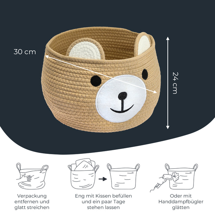 Aufbewahrungskorb mit versteckten Griffen für Kinderzimmer aus Baumwolle