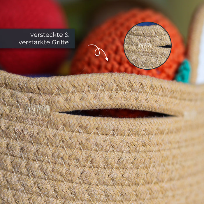 Aufbewahrungskorb mit versteckten Griffen für Kinderzimmer aus Baumwolle