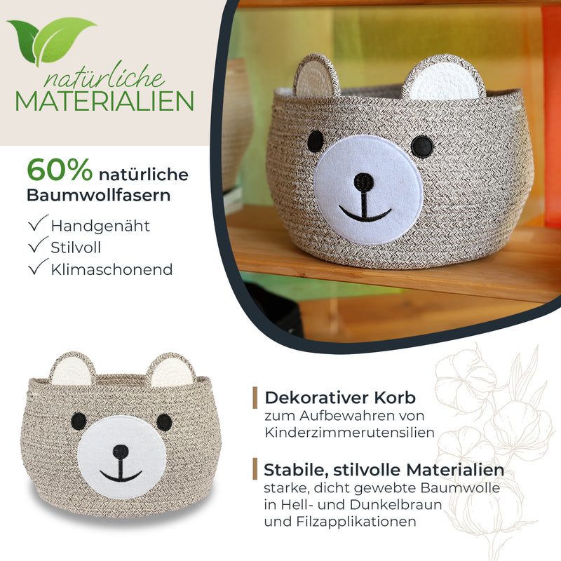 Aufbewahrungskorb mit versteckten Griffen für Kinderzimmer aus Baumwolle