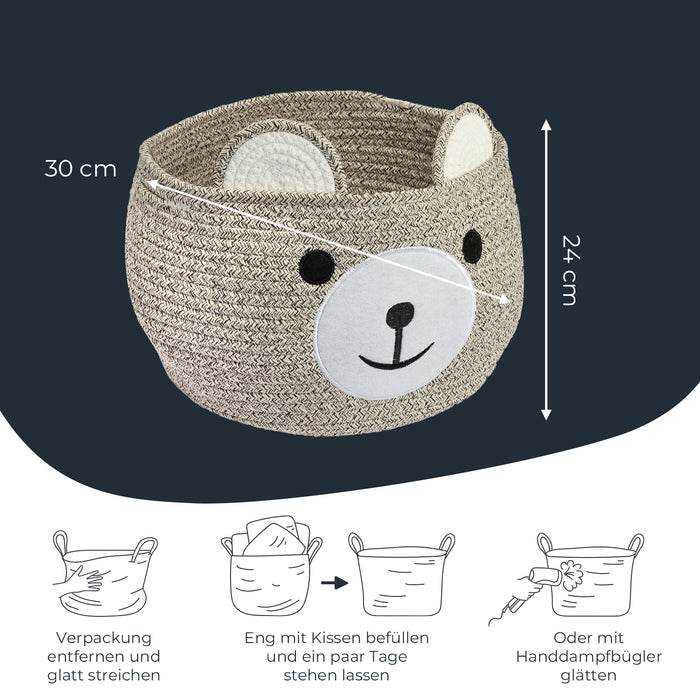 Aufbewahrungskorb mit versteckten Griffen für Kinderzimmer aus Baumwolle