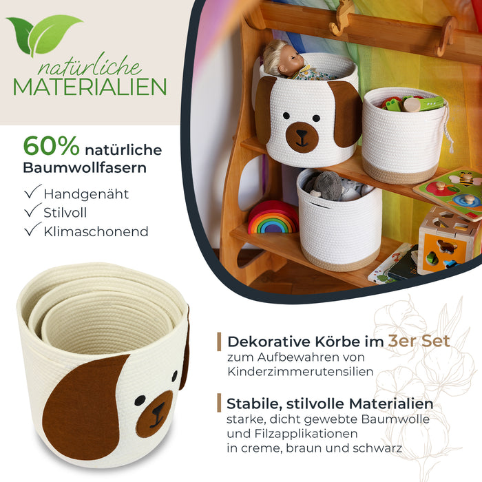 Aufbewahrungskorb aus Baumwolle, 3er Set, Hund, HMF 39022-HUN