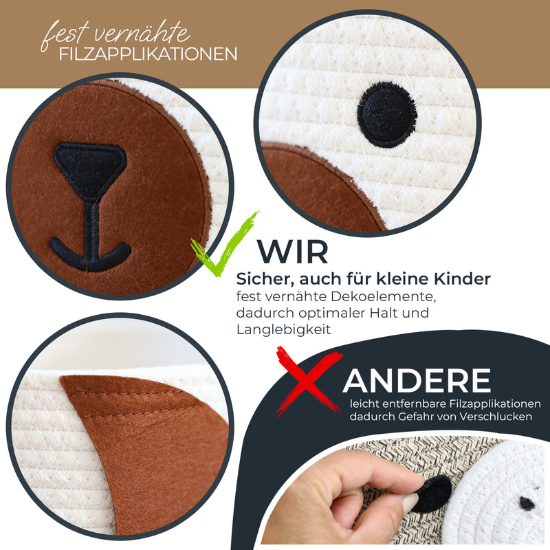 Aufbewahrungskorb aus Baumwolle, 3er Set, Hund, HMF 39022-HUN