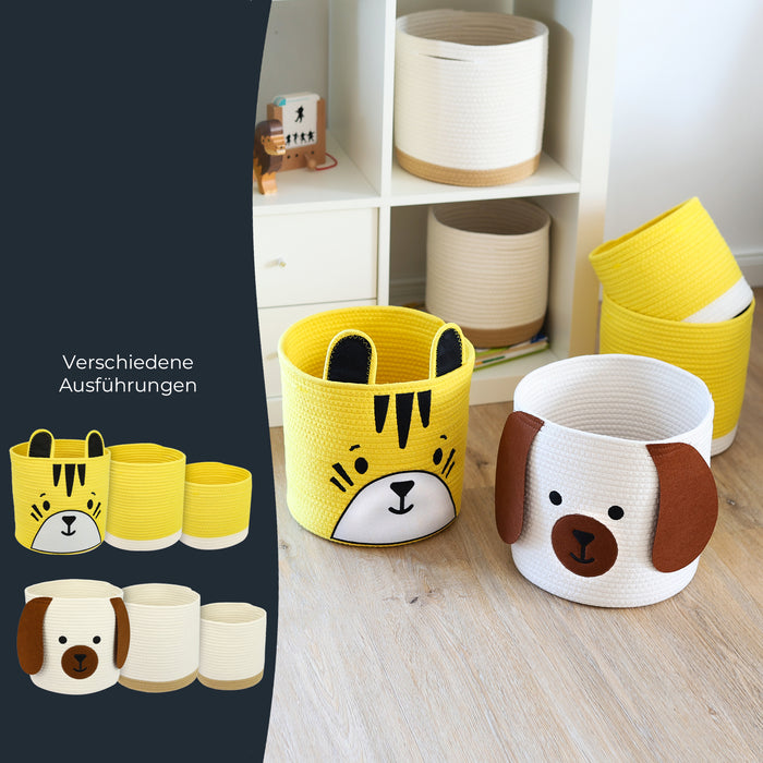 Aufbewahrungskorb aus Baumwolle, 3er Set, Hund, HMF 39022-HUN