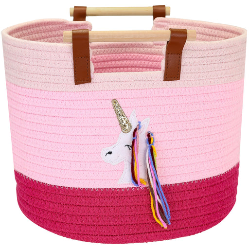Aufbewahrungskorb aus Baumwolle, Einhorn, HMF 39023-EIN, 30 x 24 cm