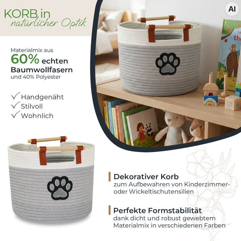 Aufbewahrungskorb aus Baumwolle, Hundepfote, HMF 39023-HUN, 30 x 24 cm