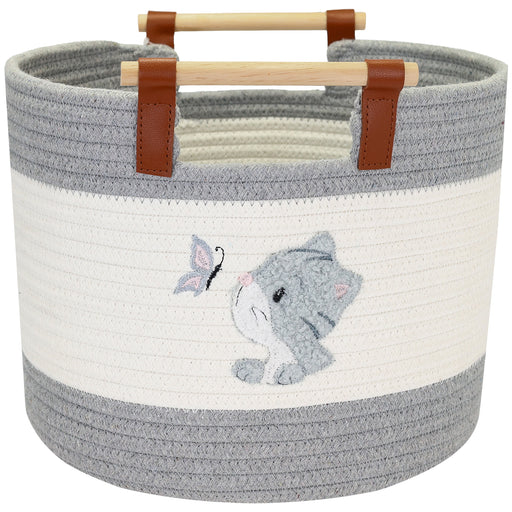 Aufbewahrungskorb aus Baumwolle, Katze, HMF 39023-KAT, 30 x 24 cm