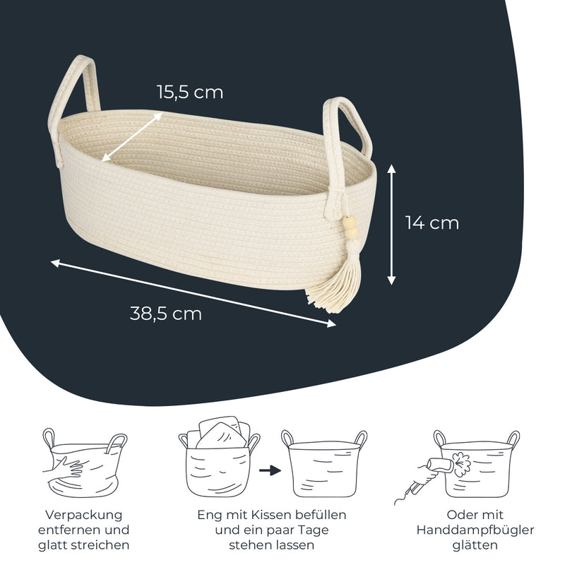 Baumwollkorb Badezimmer, Korb für Toilettenpapier, HMF 39030-38CM-30, 38,5x15,5x14cm