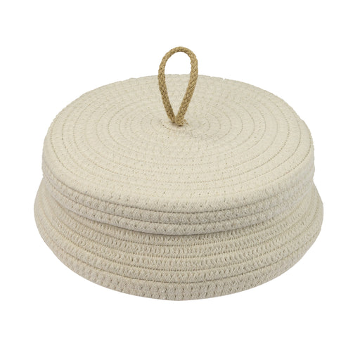 Aufbewahrungskorb mit Deckel in Creme