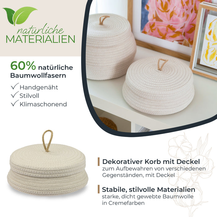 HMF Aufbewahrungskorb mit Deckel 25,5 x 11,5 cm in Creme