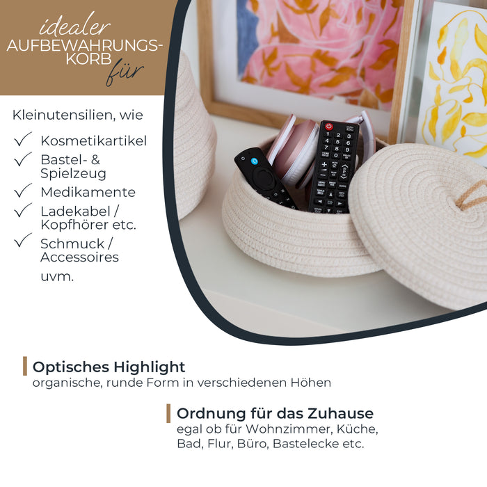 HMF Aufbewahrungskorb mit Deckel 25,5 x 11,5 cm in Creme