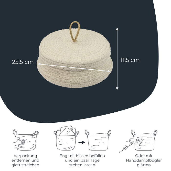 HMF Aufbewahrungskorb mit Deckel 25,5 x 11,5 cm in Creme