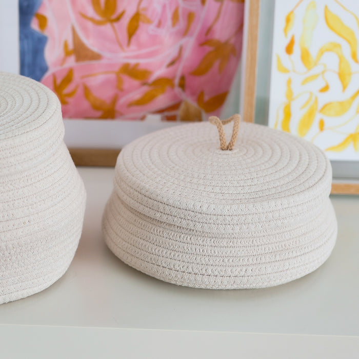 HMF Aufbewahrungskorb mit Deckel 25,5 x 11,5 cm in Creme